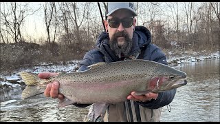 Fishing for Lake Erie Steelhead on an icy cold day in late November [upl. by Gabler691]