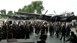 Meeting of the last two airworthy Lancasters  ‘Thumper’ meets Vera [upl. by Aeniah]