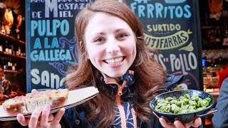 BEST FOOD in Barcelona  MUST TRY TAPAS 🤤 food tour vlog [upl. by Ardnat672]