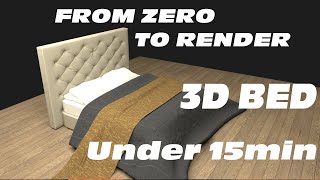 Under 15min  3D Bed using 3dsmax  Cosmos  Vray [upl. by Ayor569]