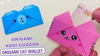 Origami Kağıttan Cüzdan Yapımı  kedi  ayı  Kağıttan Cüzdan Nasıl Yapılır [upl. by Vittorio]