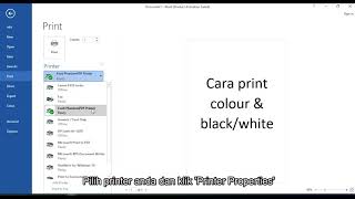 Cara Print Black amp White atau Colour Melalui Microsoft Word [upl. by Aihtnyc]