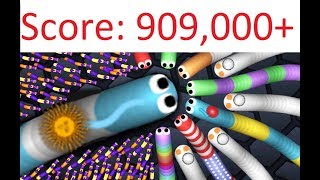 World record in slitherio  Score  909000 High lights 세계 기록 世界記録 [upl. by Ronald]