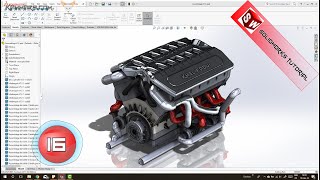 Solidworks tutorial V12 engine  Ep 16 Full HD 😍 [upl. by Yenial]