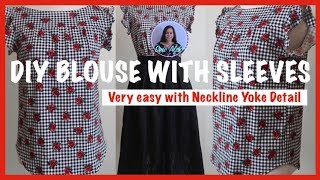 DIY BLOUSE WITH GATHERED YOKE NECKLINE  SEW ALONG WITH ME [upl. by Gnoz]