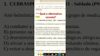 Questão de concurso  CEBRASPEenfermagemconcurso concursostecnicodeenfermagem [upl. by Trebla]