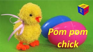 Spring time crafts for kids Handson crafts video tutorial how to make pompom chick [upl. by Arima]