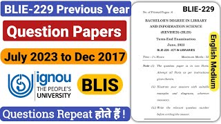 BLIE 229 Previous Year Question Papers  bli229 previous session Question Papers  Ignou Blis TEE [upl. by Shuler]