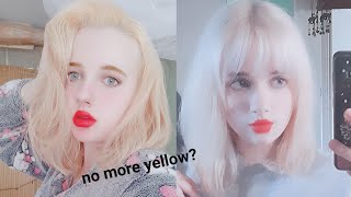 TONING MY YELLOW HAIR TO ASH BLONDE USING FANOLA NO YELLOW SHAMPOO [upl. by Constancia876]