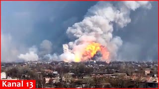 Thousands of tons of Belarusian missiles explode destroyed in huge depot that Ukraine hit in Russia [upl. by Ingemar]