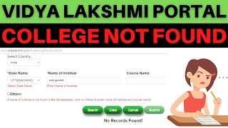 Institute not Found  Vidya Lakshmi Portal 2022  Education Loan Application Error [upl. by Reade549]