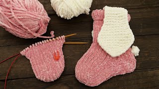 Носочки «Зайчата» спицами 🐰 Baby Socks quotHarequot knitting pattrn 🐇 [upl. by Nallak]