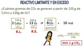 REACTIVO LIMITANTE Y EN EXCESO Paso a paso FÁCIL 2 Ejemplos [upl. by Katrina]