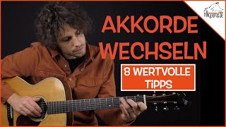 Gitarre Akkorde SCHNELLER wechseln 8 Tipps für Anfänger [upl. by Rehpotirhc552]