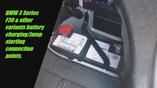 BMW Battery charging amp jump start connection 3 4 Series F30 31 32 34 Time stamp in description [upl. by Zephan552]