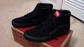 VANS SK8HI BlackBlack Suede Review  On Feet [upl. by Lombard244]