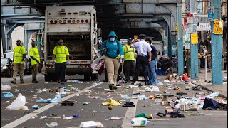 Philadelphia city workers clear out homeless encampments on Kensington Avenue [upl. by Einaffets9]