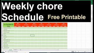 How To Make Weekly chore schedule in Excel [upl. by Monagan947]