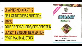 Glycolipids amp Glycoprotein  Ch 3  Part 12  Cell Structure And Function video biology [upl. by Yrem]