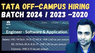 🚨TATA Finally Hiring  Batch 2024  2023 2020  BE  BTech BCA BSc [upl. by Aeslek]