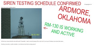 OUDATED INFO Ardmore Oklahomas SIREN TESTING SCHEDULE CONFIRMED  RM130 IS ACTIVE [upl. by Ambler541]