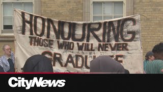 U of T graduation ceremonies begin as encampment protestors hold strong [upl. by Adnolehs]