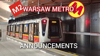 Announcements Warsaw Metro M2 [upl. by Arick]