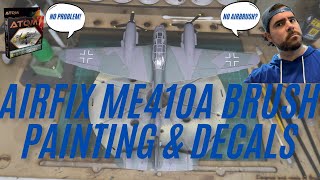 Brush Painting WW2 German Aircraft  Airfix Me410A Scale Model scalemodel aircraft plasticmodel [upl. by Sissy35]