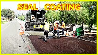 USA  SEAL COATING  Overlay Resurfacing Repairing Asphalt Without Milling Old MasterWorkers [upl. by Anitirhc]