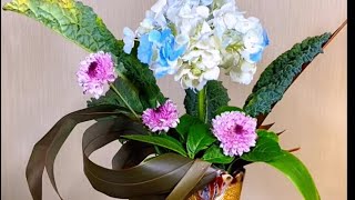 ABC FLORAL DESIGN 52 Chrysanthemum and Hydrangea floral design tutorial [upl. by Etteuqal45]