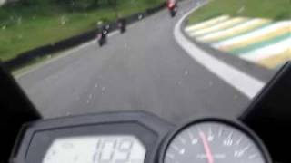 Yamaha FZ6 Fazer 600 vs Kawasaki Z 750 Interlagos Track Day on board [upl. by Ymereg]