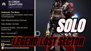 How To Get Mantle Of Battle Harmony Exotic  Solo 1300 Legend Lost Sector K1 Crew Quarters Warlock [upl. by Legra]