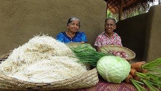 Veg Noodles Recipe ❤ Chilli Garlic Hakka Noodles prepared by Grandma and Mom  Village Life [upl. by Lal]