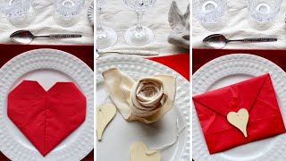 DIY 3 pliages de serviettes pour la SaintValentin [upl. by Novahs]