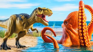 Epic Dinosaur Battle TRex vs Triceratops  Toy Dinosaurs Adventure in Nature Jurassic world EV3 [upl. by Ilona238]