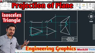 Projection of Plane isosceles triangle inclined to HP and VP and resting on HP Engineering graphics [upl. by Giltzow]