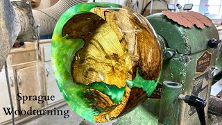 Woodturning  The Green and Gold Charity Bowl [upl. by Vanden]