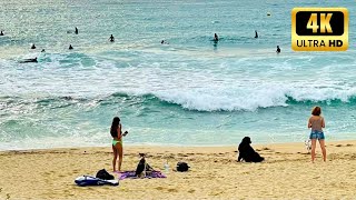 🏖 Beach walk in Barcelona  🌅 Sunrise on the beach in October  Walking tour  4KHDR [upl. by Oraneg]