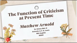 The Function of Criticism at present Time Matthew Arnold [upl. by Adiuqram]