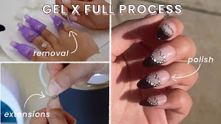 How I do my Gel X Nails at Home from START to FINISH Removal Extensions and Polish [upl. by Akimal]