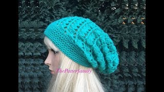 How To Crochet a Slouchy Hat Pattern 348│by ThePatternFamily [upl. by Eckel842]