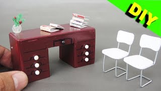 DIY Miniature Realistic Office Desk and Chairs Dollhouse  1 [upl. by Boone401]