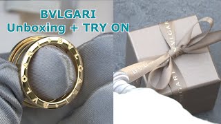 Bulgari Bzero1 4BandRing 18 Karat yellow gold TRY ON and Unboxing BVLGARI [upl. by Caryl]