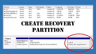 How to create a Recovery Partition in Microsoft Windows 1011 [upl. by Anibas]