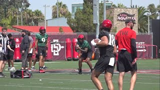 SDSU Aztecs football players compete for positions during summer drills [upl. by Harimas]