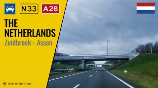 Driving in the Netherlands Rijksweg N33 amp A28 from Zuidbroek Veendam to Assen [upl. by Kinney12]