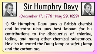 10 lines Humphry Davy essay in English  Sir Humphry Davy Biography Humphry Davy Story Information [upl. by Letnuhs]