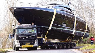 Slippery Yacht Loading  Heavy Haulage to the Pontoon [upl. by Leal]