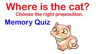 Prepositions of place quiz 3 in on under over in front of behind next to  Memory quiz in English [upl. by Blinni]