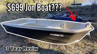 Is this cheap NEW JON BOAT any good  Sun Dolphin American 12 John Boat  3 Year Review [upl. by Aelanna]